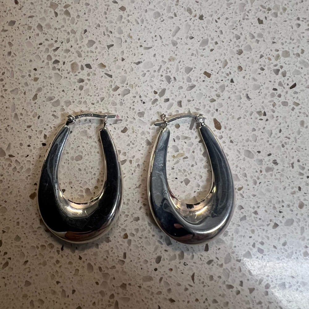 Sterling Silver elongated Hoops